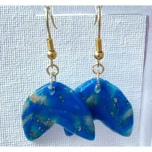 Artisan Sand & Sea Mermaid Tail Clay Dangle Earrings 1.8" Length